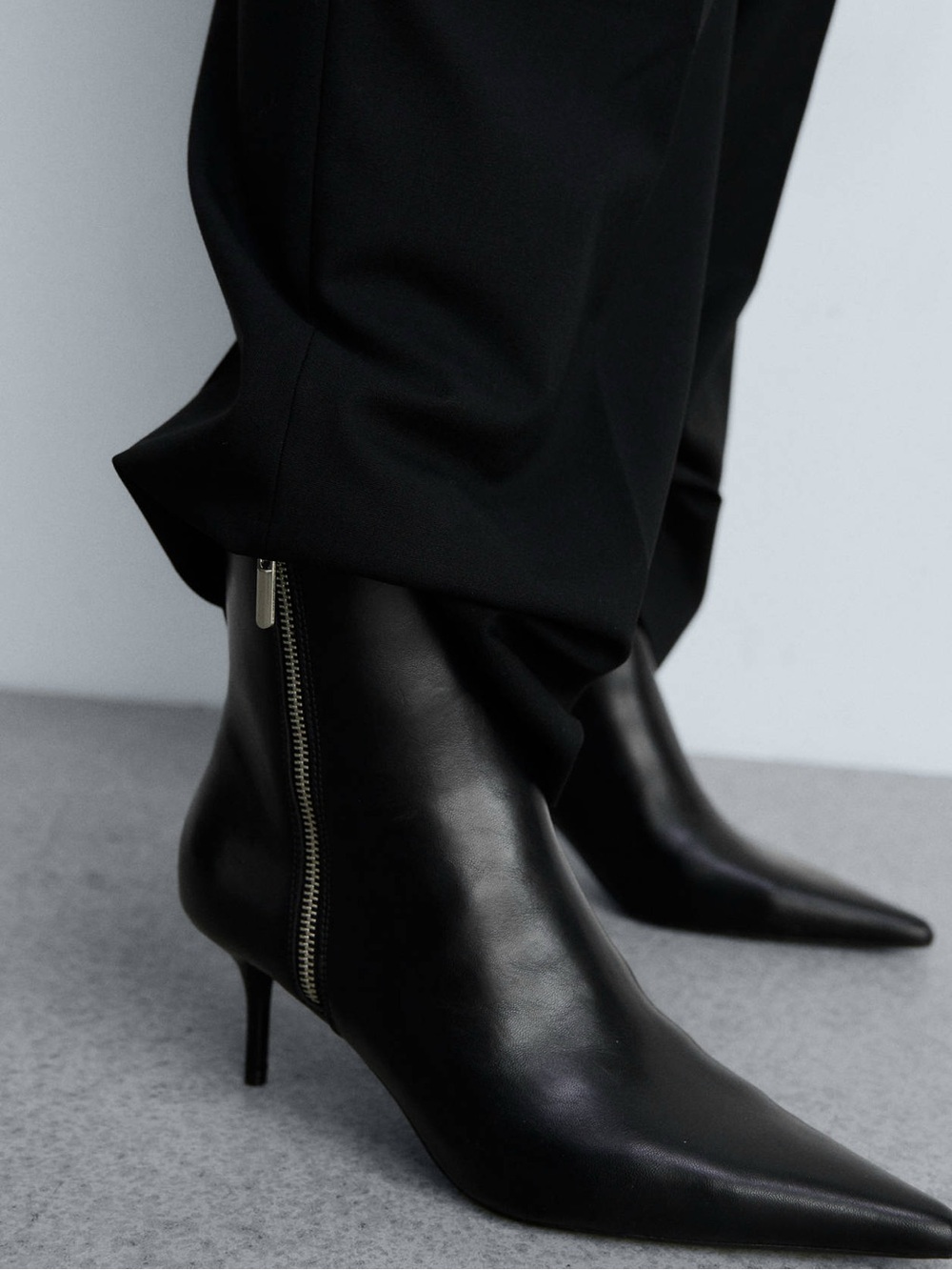 Mango POINTED BOOTS WITH ZIP Black US 6.5 Euro 37